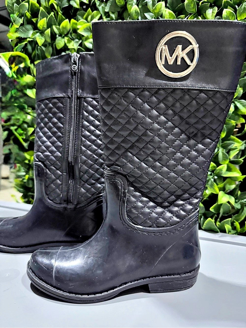 Michael Kors Mariotta Quilted Rain Boots Black US 2 - Girls